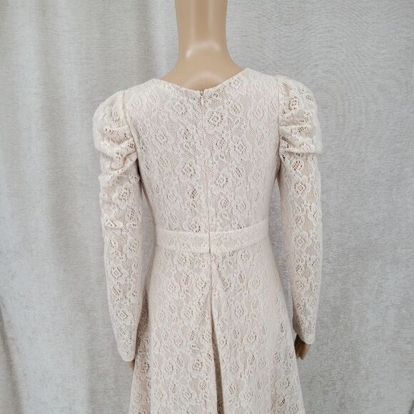 Ryu Cream Ruffled Eyelet Lace Tulle Layers Of Sweet Romantic Boho Chic Lagenlook - Picture 2 of 14